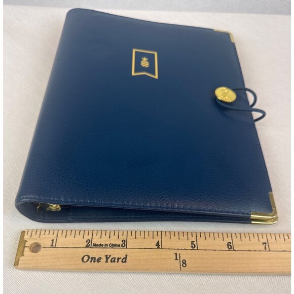 Emily Ley Simplified System Organizer Planner Cover Navy Blue Gold Faux Leather - Picture 8 of 9